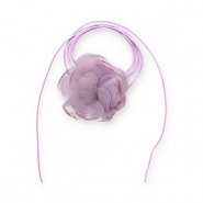 Choker con fiore in organza viola