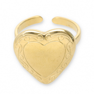 Anelli in acciaio inossidabile cuore oro