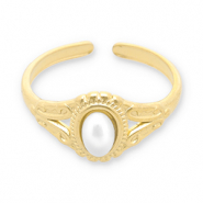 Anelli in acciaio inossidabile perle oro-bianco
