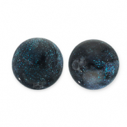 Perline in acrilico con glitterato 6 mm nero-turchese