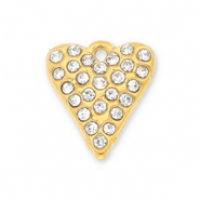 Ciondoli in acciaio inossidabile cuore con strass oro-trasparente