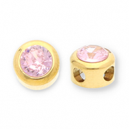 Perline in acciaio inossidabile rondella con strass oro-rosa chiaro