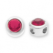 Perline in acciaio inossidabile rondella con strass argento-rosa scuro