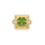 Ciondoli di metallo DQ distanziatore quadrato con quadrifoglio oro-verde (privo di nichel)