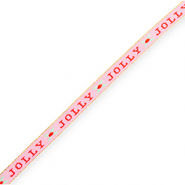 BY31&reg; Nastro con testo "Jolly" rosa chiaro-rosso-verde menta-oro