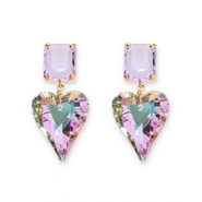 Orecchini di Crystal Glass rettangolo-cuore lavanda-multicolore rivestimento AB