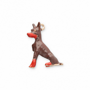 Ciondoli di metallo cane oro-marrone scuro-rosso
