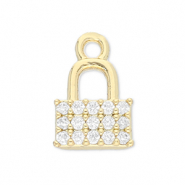 Metallo TQ in ottone ciondolo lucchetto oro-trasparente