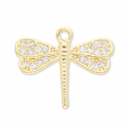 Metallo TQ in ottone ciondolo libellula oro-trasparente