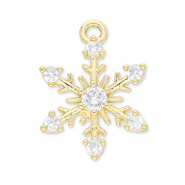 Metallo TQ in ottone ciondolo fiocco di neve oro-trasparente