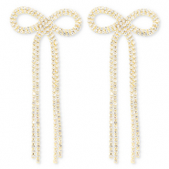 Metallo TQ in ottone orecchini con strass fiocco oro-cristallo