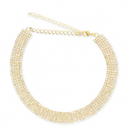 Metallo TQ in ottone girocollo con strass oro-cristallo