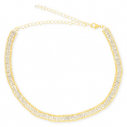 Metallo TQ in ottone girocollo con strass oro-cristallo