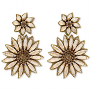 Orecchini alla moda con perline di vetro fiori oro