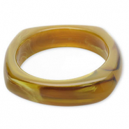 Bracciali bangle in resina verde oliva-marrone-bianco