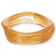 Bracciali bangle in resina marrone crema-bianco