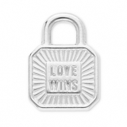 Ciondoli in acciaio inossidabile lucchetto "love wins" argento