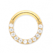 Piercing all'orecchio in acciaio inossidabile clicker anello con strass oro-cristallo