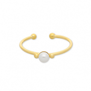 Anelli in acciaio inossidabile con perla oro-bianco
