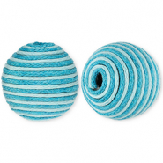 Perline in acrilico 22 mm con cordoncino cerato blu chiaro-blu