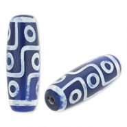 Perline di pietra naturale Calcedonio tubo blu-bianco