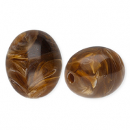 Perline in acrilico ovale marrone-marmo