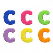 Perline alfabeto in acrilico con disegno lettera C multicolore