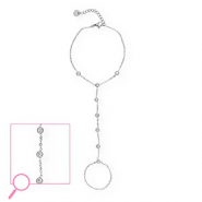 Bracciale baciamano in acciaio inossidabile argento-cristallo