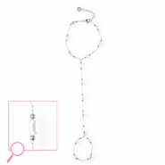 Bracciale baciamano in acciaio inossidabile argento-cristallo AB-bianco