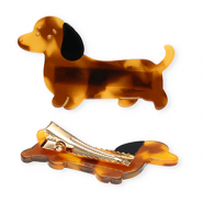 Accessori per capelli fermaglio a scatto bassotto marrone-nero-oro