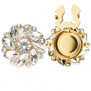 Metallo TQ in ottone copri bottoni fiore oro-cristallo