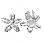 Copri bottoni in acciaio inossidabile fiore argento