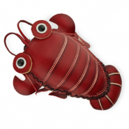 Portafogli piccoli in pelle aragosta rosso-beige sabbia-nero-bianco