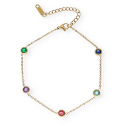 Cavigliere in acciaio inossidabile cristallo oro