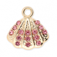 Ciondoli di metallo conchiglia con strass oro-rosa