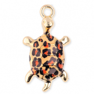 Ciondoli di metallo tartaruga con stampa leopardo oro-arancione-nero