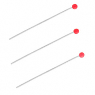 BY31&reg; Componenti in acciaio inossidabile chiodini a testa pallina 35mm argento-rosso