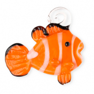Pendenti di vetro dipinte a mano pesce pagliaccio arancione-bianco-nero