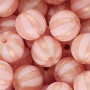 DQ&reg; Perline in acrilico 16 mm con strisce rosa chiaro-rosa pesca