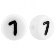 Perline alfabeto in acrilico con disegno numero 7 bianco