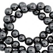 Perline di ematite 4 mm tonda grigio antracite