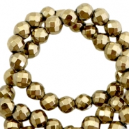 Perline di ematite 6 mm sfaccettata tonda oro antico