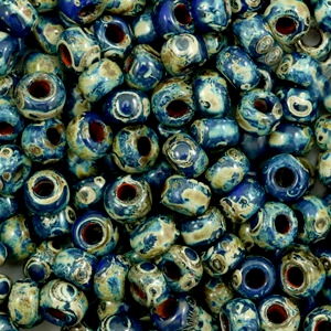 Rocailles Miyuki 6/0 Opaque picasso cobalt blue 6-4518