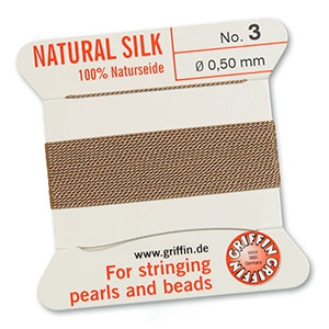 Griffin filo infilaperle di seta naturale 100% &Oslash;0.5mm beige