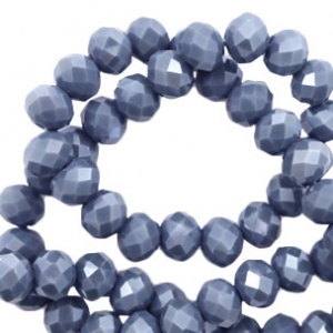 Perline sfaccettate 6x4 mm rondella blu denim chiaro - effetto perlato