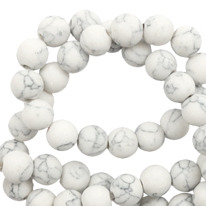Perline in pietra naturale 8 mm opaca marmorizzata bianco