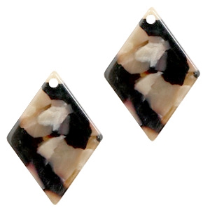 Pendenti in resina 20x14 mm rombo marrone miscellato