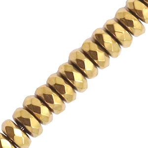 Perline di ematite sfaccettata rondella oro