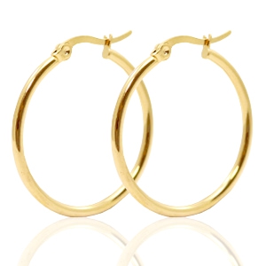 Orecchini in acciaio inossidabile 30mm a cerchio oro