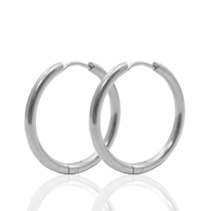 Orecchini in acciaio inossidabile 25mm a cerchio argento